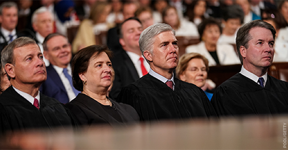 Justices Roberts, Kagan, Gorsuch, and Kavanaugh at the State of the Union in February